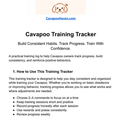 Cavapoo training tracker printable for tracking obedience progress
